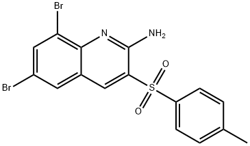 6,8-DIBROMO-3-[(4-METHYLPHENYL)SULFONYL]-2-QUINOLINAMINE 结构式