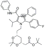 (4R,6R)-1,3-DIOXANE-4-ACETIC ACID, 6-[2-[2-(4-FLUOROPHENYL)-5-(1-METHYLETHYL)-3-PHENYL-4-[(PHENYLAMINO)CARBONYL]-1H-PYRROL-1-YL]ETHYL]-2,2-DIMETHYL-1,1-DIMETHYLETHYL ESTER 结构式