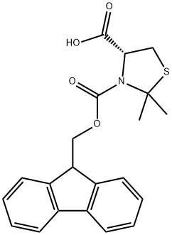 (R)-3-[(9H-芴-9-基甲氧基)羰基]-2,2-二甲基噻唑烷-4-甲酸 结构式