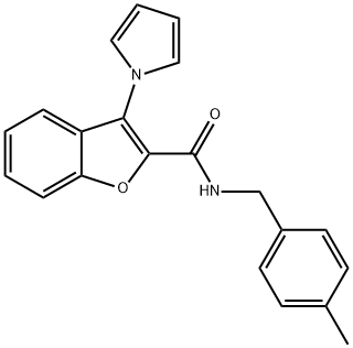 N-(4-METHYLBENZYL)-3-(1H-PYRROL-1-YL)-1-BENZOFURAN-2-CARBOXAMIDE 结构式