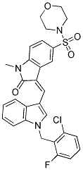 (Z)-3-((1-(2-CHLORO-6-FLUOROBENZYL)-1H-INDOL-3-YL)METHYLENE)-1-METHYL-5-(MORPHOLINOSULFONYL)INDOLIN-2-ONE 结构式