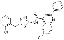 6-CHLORO-N-[5-(2-CHLOROBENZYL)-1,3-THIAZOL-2-YL]-2-PHENYLQUINOLINE-4-CARBOXAMIDE 结构式