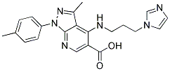 4-([3-(1H-Imidazol-1-yl)propyl]amino)-3-methyl-1-(4-methylphenyl)-1H-pyrazolo[3,4-b]pyridine-5-carboxylic acid 结构式
