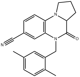 5-(2,5-DIMETHYLBENZYL)-4-OXO-1,2,3,3A,4,5-HEXAHYDROPYRROLO[1,2-A]QUINOXALINE-7-CARBONITRILE 结构式