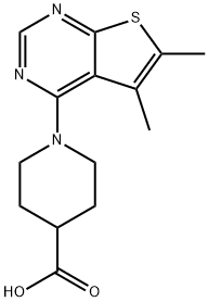 1-(5,6-二甲基-噻吩并[2,3-D]嘧啶-4-基)-哌啶-4-羧酸 结构式