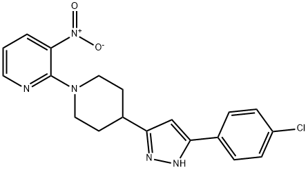 4-[5-(4-CHLOROPHENYL)-1H-PYRAZOL-3-YL]-1-(3-NITRO-2-PYRIDINYL)PIPERIDINE 结构式