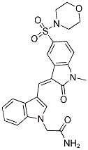 (Z)-2-(3-((1-METHYL-5-(MORPHOLINOSULFONYL)-2-OXOINDOLIN-3-YLIDENE)METHYL)-1H-INDOL-1-YL)ACETAMIDE 结构式