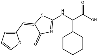 2-CYCLOHEXYL-2-((5-[(E)-2-FURYLMETHYLIDENE]-4-OXO-4,5-DIHYDRO-1,3-THIAZOL-2-YL)AMINO)ACETIC ACID 结构式