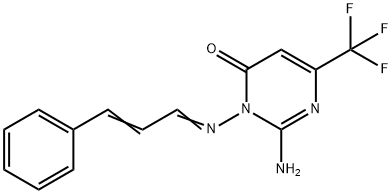 2-AMINO-3-([(E,2E)-3-PHENYL-2-PROPENYLIDENE]AMINO)-6-(TRIFLUOROMETHYL)-4(3H)-PYRIMIDINONE 结构式