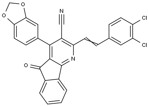 4-(1,3-Benzodioxol-5-yl)-2-(3,4-dichlorostyryl)-5-oxo-5H-indeno[1,2-b]pyridine-3-carbonitrile 结构式
