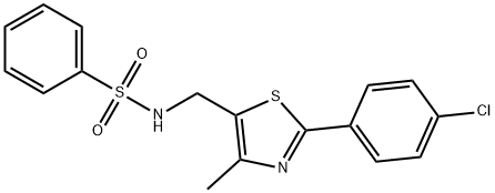 N-([2-(4-CHLOROPHENYL)-4-METHYL-1,3-THIAZOL-5-YL]METHYL)BENZENESULFONAMIDE 结构式