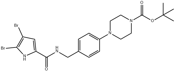 TERT-BUTYL 4-[4-(([(4,5-DIBROMO-1H-PYRROL-2-YL)CARBONYL]AMINO)METHYL)PHENYL]TETRAHYDRO-1(2H)-PYRAZINECARBOXYLATE 结构式