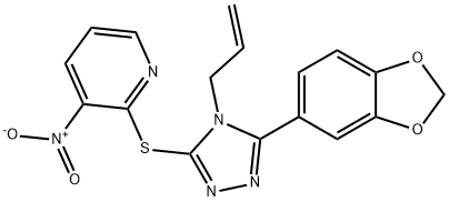 2-([4-ALLYL-5-(1,3-BENZODIOXOL-5-YL)-4H-1,2,4-TRIAZOL-3-YL]SULFANYL)-3-NITROPYRIDINE 结构式