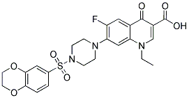 7-[4-(2,3-DIHYDRO-BENZO[1,4]DIOXINE-6-SULFONYL)-PIPERAZIN-1-YL]-1-ETHYL-6-FLUORO-4-OXO-1,4-DIHYDRO-QUINOLINE-3-CARBOXYLIC ACID 结构式