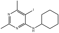 N-CYCLOHEXYL-5-IODO-2,6-DIMETHYL-4-PYRIMIDINAMINE 结构式