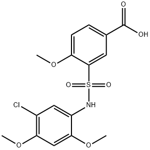 3-(5-CHLORO-2,4-DIMETHOXY-PHENYLSULFAMOYL)-4-METHOXY-BENZOIC ACID 结构式