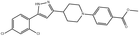METHYL 4-(4-[5-(2,4-DICHLOROPHENYL)-1H-PYRAZOL-3-YL]PIPERIDINO)BENZENECARBOXYLATE 结构式