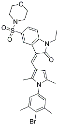 (Z)-3-((1-(4-BROMO-3,5-DIMETHYLPHENYL)-2,5-DIMETHYL-1H-PYRROL-3-YL)METHYLENE)-1-ETHYL-5-(MORPHOLINOSULFONYL)INDOLIN-2-ONE 结构式