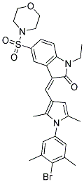 (Z)-3-((1-(4-Bromo-3,5-dimethylphenyl)-2,5-dimethyl-1H-pyrrol-3-yl)methylene)-1-ethyl-5-(morpholinosulfonyl)indolin-2-one 结构式
