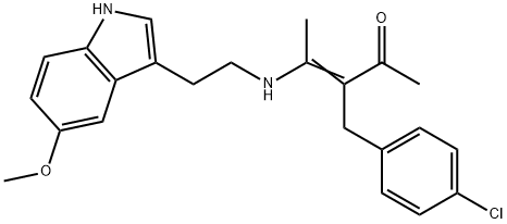 (Z)-3-(4-Chlorobenzyl)-4-([2-(5-methoxy-1H-indol-3-yl)ethyl]amino)-3-penten-2-one 结构式