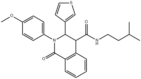 (2-(4-METHOXYPHENYL)-1-OXO-3-(3-THIENYL)(4-2,3,4-TRIHYDROISOQUINOLYL))-N-(3-METHYLBUTYL)FORMAMIDE 结构式