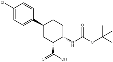 (1R,2S,5S)-2-((叔丁氧羰基)氨基)-5-(4-氯苯基)环己烷-1-羧酸 结构式