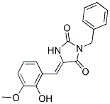 (5Z)-3-BENZYL-5-(2-HYDROXY-3-METHOXYBENZYLIDENE)IMIDAZOLIDINE-2,4-DIONE 结构式