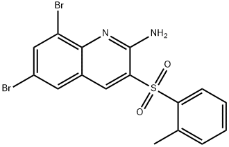 6,8-DIBROMO-3-[(2-METHYLPHENYL)SULFONYL]-2-QUINOLINAMINE 结构式