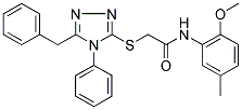 2-[(5-Benzyl-4-phenyl-4H-1,2,4-triazol-3-yl)sulfanyl]-N-(2-methoxy-5-methylphenyl)acetamide 结构式