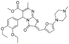 (Z)-METHYL 5-(3,4-DIETHOXYPHENYL)-7-METHYL-2-((5-(4-METHYLPIPERAZIN-1-YL)FURAN-2-YL)METHYLENE)-3-OXO-3,5-DIHYDRO-2H-THIAZOLO[3,2-A]PYRIMIDINE-6-CARBOXYLATE 结构式