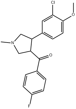 [4-(3-CHLORO-4-METHOXYPHENYL)-1-METHYLTETRAHYDRO-1H-PYRROL-3-YL](4-FLUOROPHENYL)METHANONE 结构式