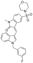 (Z)-3-((1-(3-FLUOROBENZYL)-1H-INDOL-3-YL)METHYLENE)-1-METHYL-5-(MORPHOLINOSULFONYL)INDOLIN-2-ONE 结构式