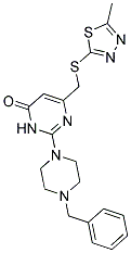 2-(4-BENZYLPIPERAZIN-1-YL)-6-{[(5-METHYL-1,3,4-THIADIAZOL-2-YL)THIO]METHYL}PYRIMIDIN-4(3H)-ONE 结构式