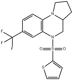 5-(2-THIENYLSULFONYL)-7-(TRIFLUOROMETHYL)-1,2,3,3A,4,5-HEXAHYDROPYRROLO[1,2-A]QUINOXALINE 结构式