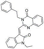 2-[(1-ETHYL-2-OXO-1,2-DIHYDRO-3H-INDOL-3-YLIDENE)METHYL]-3-PHENETHYL-4(3H)-QUINAZOLINONE 结构式