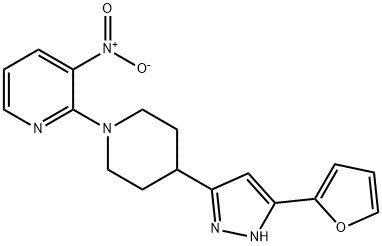 4-[5-(2-Furyl)-1H-pyrazol-3-yl]-1-(3-nitro-2-pyridinyl)piperidine 结构式
