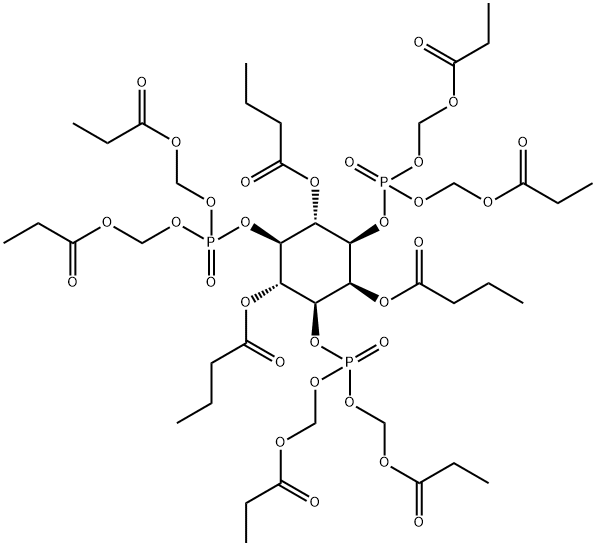 2,4,6-TRI-O-BUTYRYL-MYO-INOSITOL 1,3,5-TRISPHOSPHATE-HEXAKIS(PROPIONOXYMETHYL) ESTER 结构式