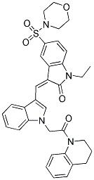 (Z)-3-((1-(2-(3,4-DIHYDROQUINOLIN-1(2H)-YL)-2-OXOETHYL)-1H-INDOL-3-YL)METHYLENE)-1-ETHYL-5-(MORPHOLINOSULFONYL)INDOLIN-2-ONE 结构式