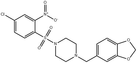 1-((4-(Benzo[d]1,3-dioxolan-5-ylmethyl)piperazinyl)sulfonyl)-4-chloro-2-nitrobenzene 结构式