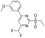 4-DIFLUOROMETHYL-2-ETHANESULFONYL-6-(3-METHOXY-PHENYL)-PYRIMIDINE 结构式