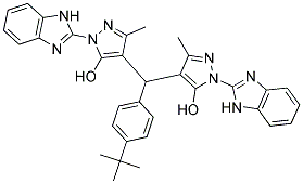4,4'-((4-TERT-BUTYLPHENYL)METHYLENE)BIS(1-(1H-BENZO[D]IMIDAZOL-2-YL)-3-METHYL-1H-PYRAZOL-5-OL) 结构式