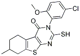3-(5-CHLORO-2-METHOXY-PHENYL)-2-MERCAPTO-7-METHYL-5,6,7,8-TETRAHYDRO-3H-BENZO[4,5]THIENO[2,3-D]PYRIMIDIN-4-ONE 结构式