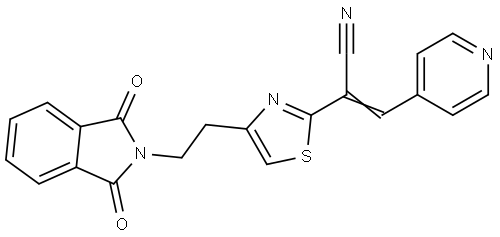 (E)-2-(4-(2-(1,3-二氧代异吲哚啉-2-基)乙基)噻唑-2-基)-3-(吡啶-4-基)丙烯腈 结构式
