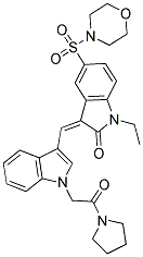 (Z)-1-ETHYL-5-(MORPHOLINOSULFONYL)-3-((1-(2-OXO-2-(PYRROLIDIN-1-YL)ETHYL)-1H-INDOL-3-YL)METHYLENE)INDOLIN-2-ONE 结构式