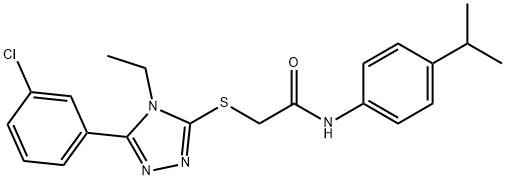 2-([5-(3-CHLOROPHENYL)-4-ETHYL-4H-1,2,4-TRIAZOL-3-YL]SULFANYL)-N-(4-ISOPROPYLPHENYL)ACETAMIDE 结构式