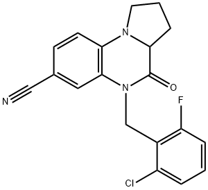 5-(2-CHLORO-6-FLUOROBENZYL)-4-OXO-1,2,3,3A,4,5-HEXAHYDROPYRROLO[1,2-A]QUINOXALINE-7-CARBONITRILE 结构式