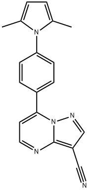 7-(4-(2,5-二甲基-1H-吡咯-1-基)苯基)吡唑并[1,5-A]嘧啶-3-甲腈 结构式