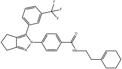 N-[2-(1-CYCLOHEXENYL)ETHYL]-4-[3-[3-(TRIFLUOROMETHYL)PHENYL]-5,6-DIHYDROCYCLOPENTA[C]PYRAZOL-2(4H)-YL]BENZENECARBOXAMIDE 结构式