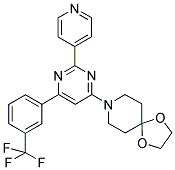 8-[2-PYRIDIN-4-YL-6-(3-TRIFLUOROMETHYL-PHENYL)-PYRIMIDIN-4-YL]-1,4-DIOXA-8-AZA-SPIRO[4.5]DECANE 结构式