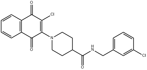 N-(3-CHLOROBENZYL)-1-(3-CHLORO-1,4-DIOXO-1,4-DIHYDRO-2-NAPHTHALENYL)-4-PIPERIDINECARBOXAMIDE 结构式